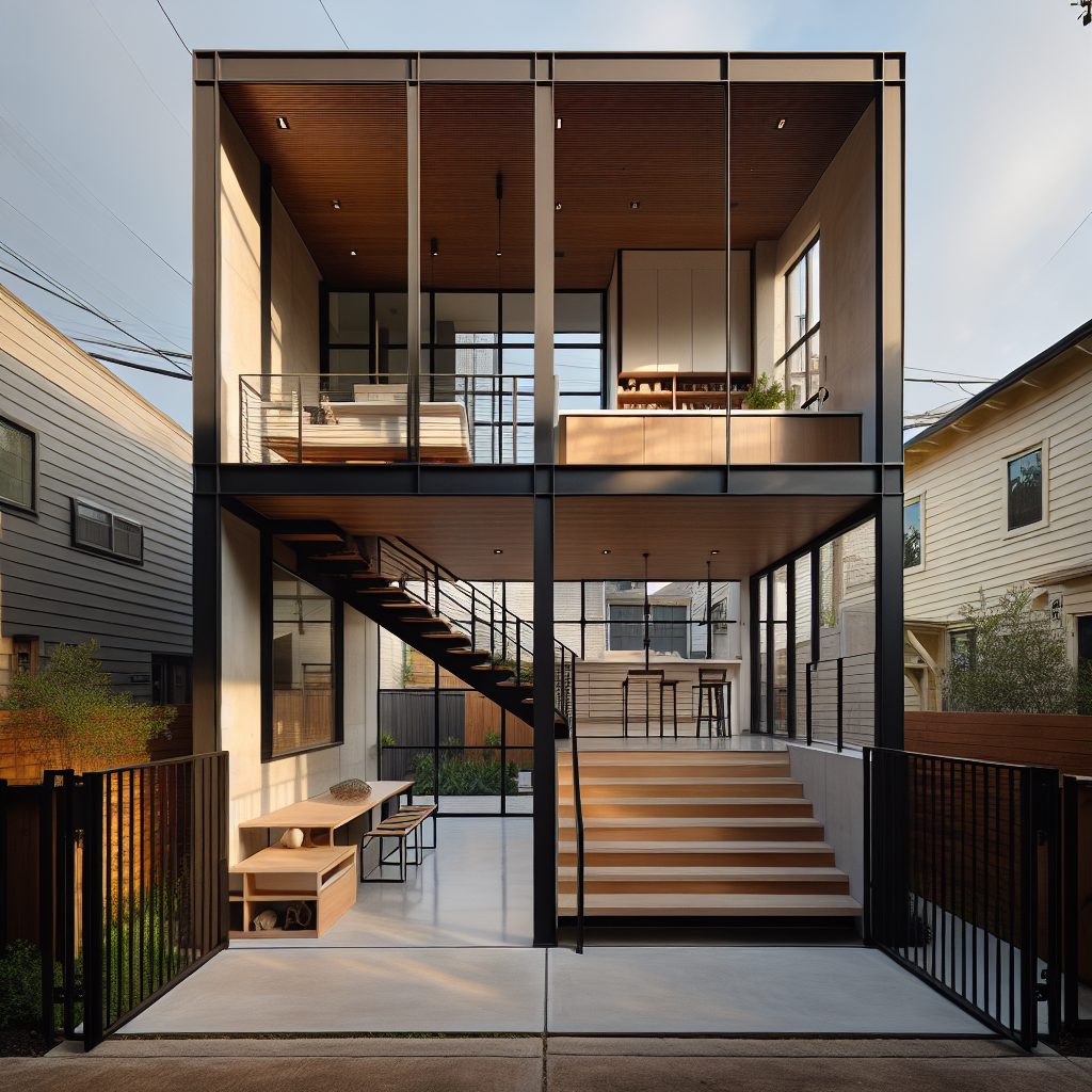 Second story addition with open kitchen below