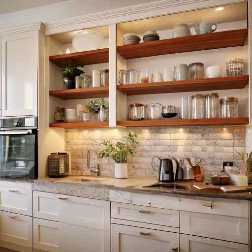 Built-in coffee and beverage bar with glass-front cabinets and espresso station