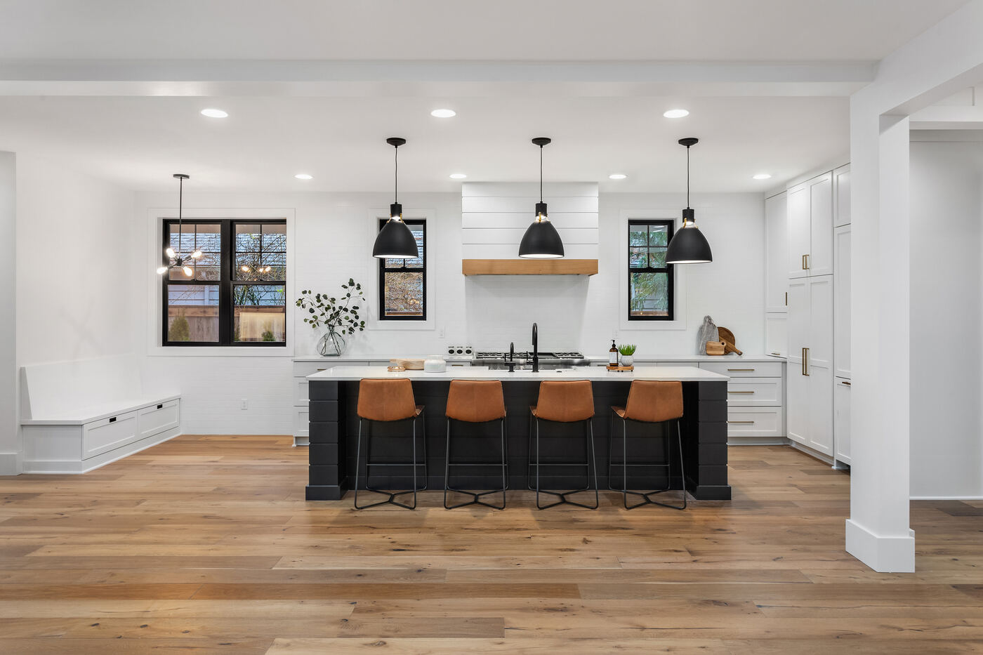 Modern open kitchen with large island